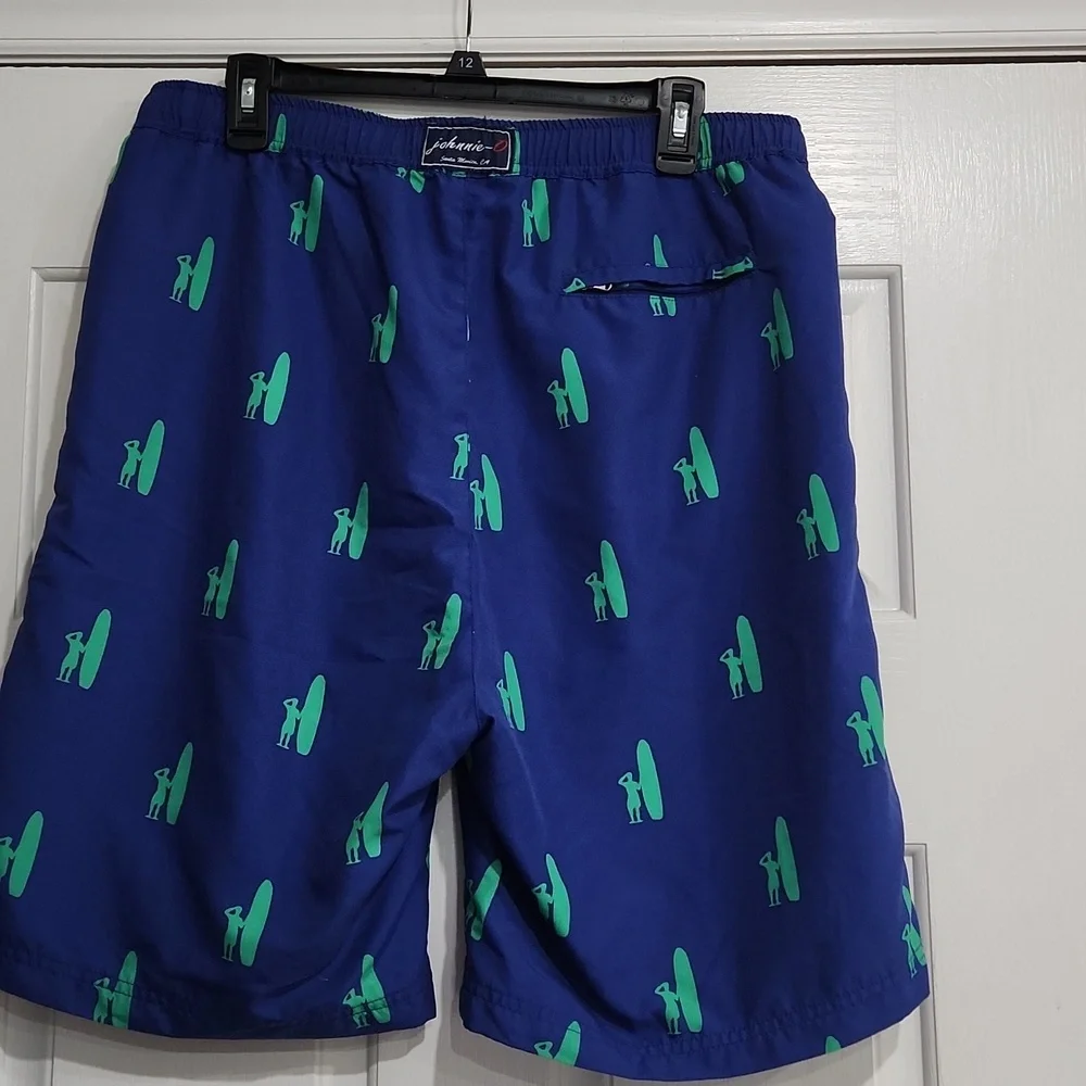 Johnnie-O mens XL Blue surfer logo swim trunks Size Large